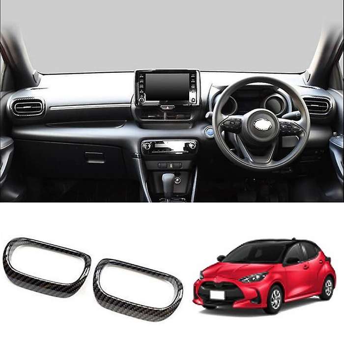 2PCS ABS Carbon Fiber Interior Dashboard Side Outlet Cover Trim for YARiS 20-21