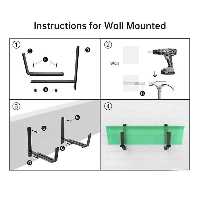 2pcs Adjustable Planter Box Brackets, Brackets for Window Boxes Planters Hanging Flower Box Holders