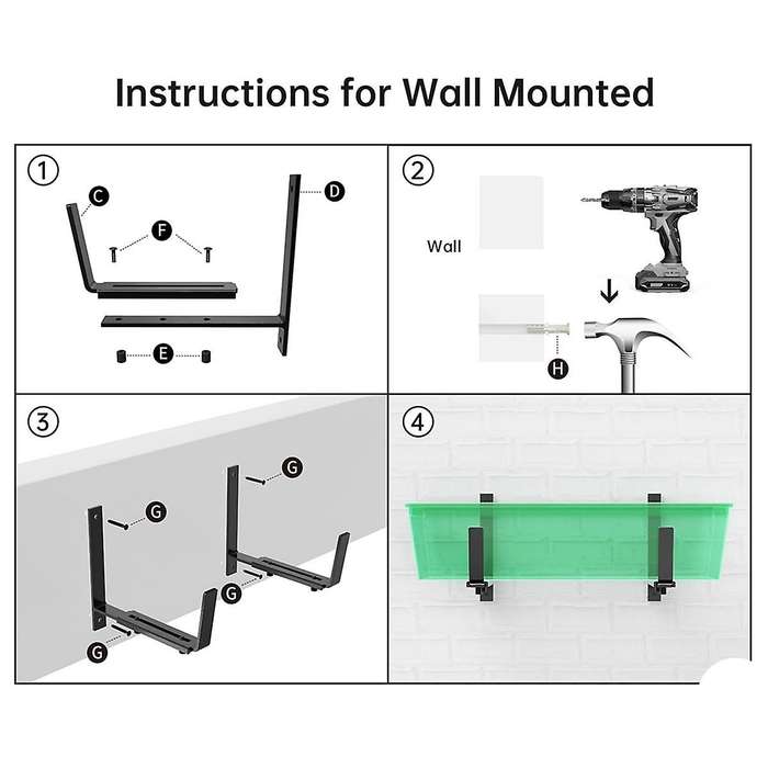2PCS Adjustable Planter Box Bracket (6 to 12.5 Inches) for Flower Box Holders, Window Boxes Planters