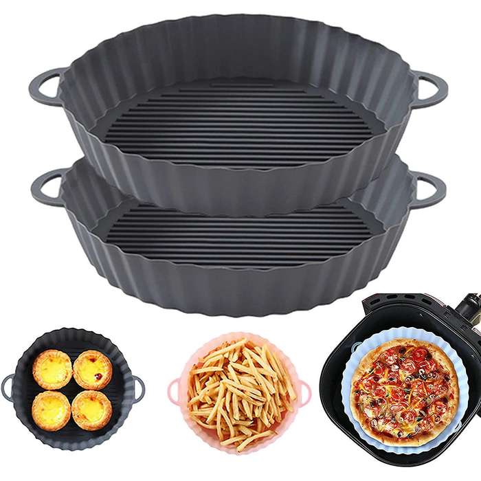 2pcs Air Fryer Silicone Pot, Air Fryer Replacement Basket(8.3 Inch)