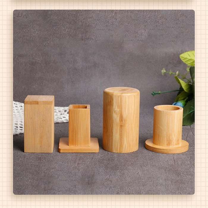 2PCS Bamboo Toothpick Dispenser Toothpick Container Holders Square Round Toothpick Box Decoration fo