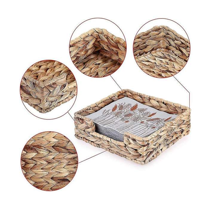 2pcs Bathroom Disposable Towel Holder Long Seagrass Woven Rattan Wicker Table Hand Towel Basket Tra