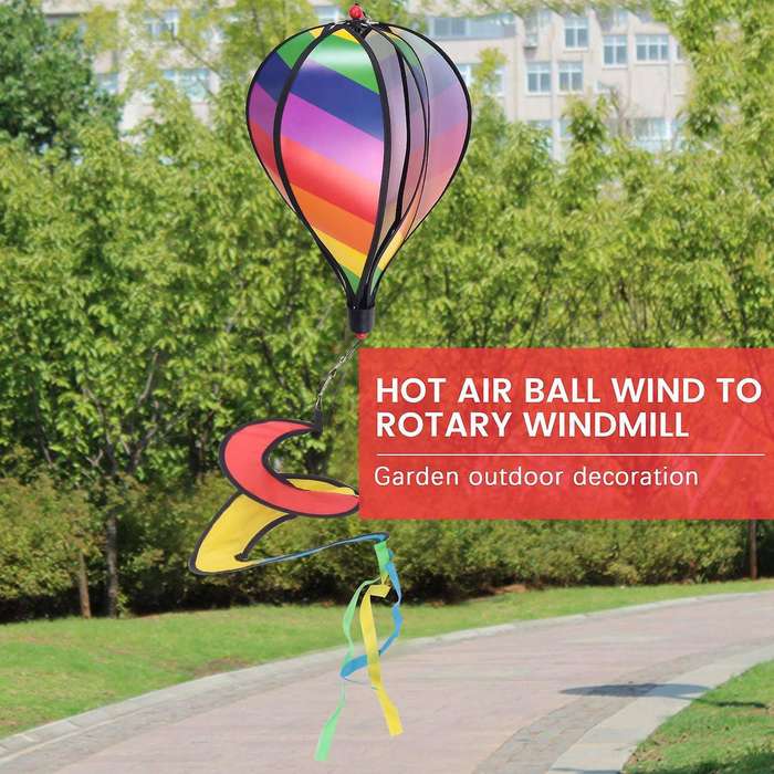 2pcs Balloon Wind Spinner Striped Windsock Balloon Yard Decor Spiral Balloon Windmill