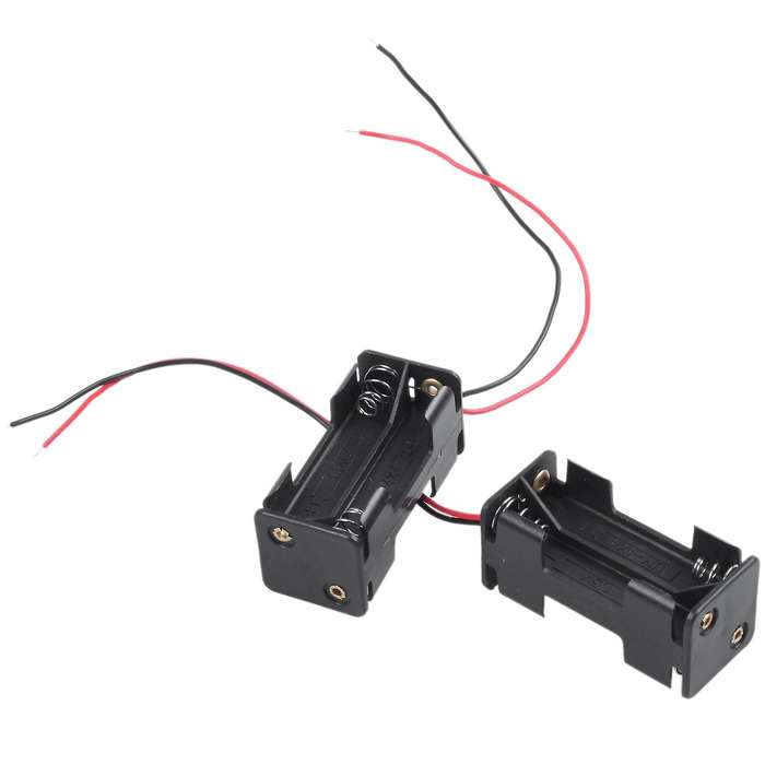 2pcs Black 2-layers 4 X 1.5v Aaa Battery Holder Case Box W Wire Leads