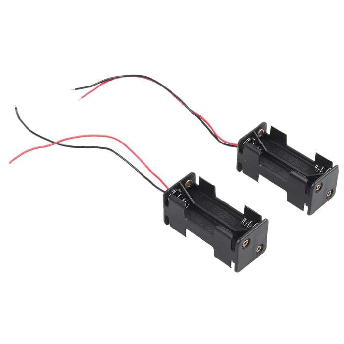 2pcs Black 2-layers 4 X 1.5v Aaa Battery Holder Case Box W Wire Leads