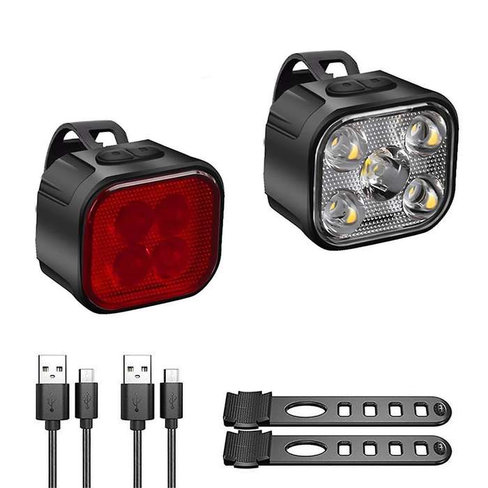 2PCS Bicycle Lights High Bright Front and Rear Cycling Lamp Mountain Bike Headlight Taillight Waterp