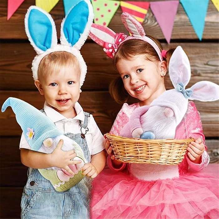 2pcs Bunny Gnome with Easter Egg, Handmade Gnome Faceless Doll, Kids Room Decor and Indoor Spring D