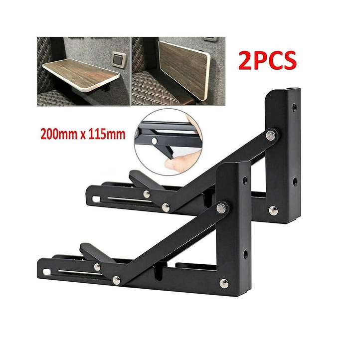 2pcs Campervan Folding Bracket Table Shelf Motorhome Caravan Black Finish Stainless Steel Mini Fold