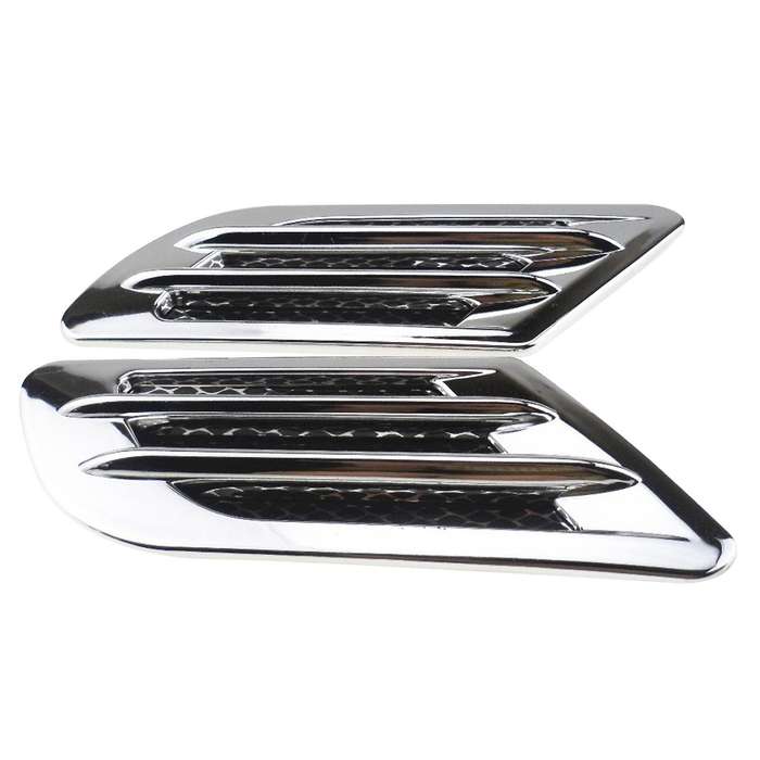 2PCS Car Air Inlet Decoration Simulation Fake Side Air Vent Decoration Trim Silver