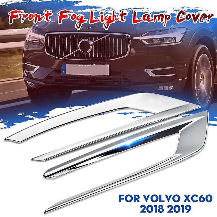 2Pcs Car Body Styling Front Head Fog Light Lamp Detector Frame Stick ABS Chrome Cover Trim Part for