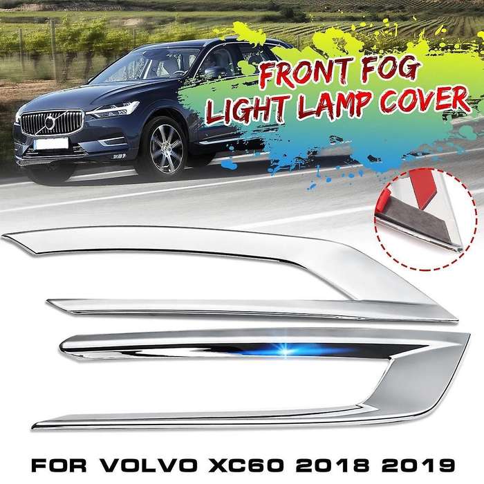 2Pcs Car Body Styling Front Head Fog Light Lamp Detector Frame Stick ABS Chrome Cover Trim Part for