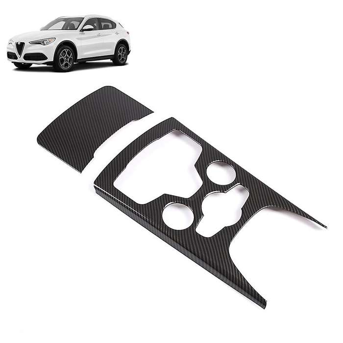 2Pcs Car Carbon Fiber Central Gear Panel Control Panel Decal Interior Modification for Stelvio 2020