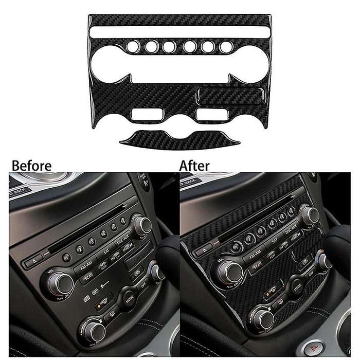 2Pcs Car Carbon Fiber Interior Console Air Condition Multimedia Adjust Panel Cover Trim for 370Z 200