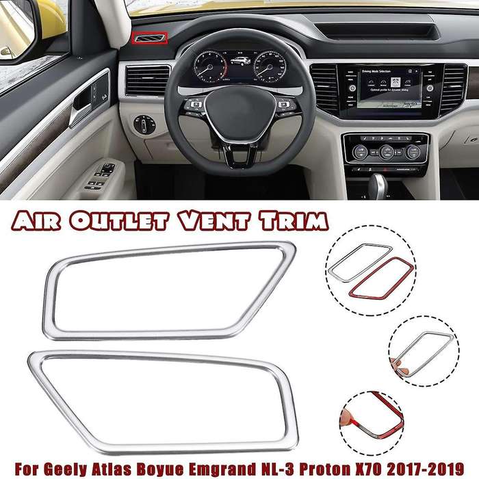 2Pcs Car Dashboard Air Outlet Vent Cover Trim Frame Sticker for Atlas Boyue NL-3 X70 2017-2019