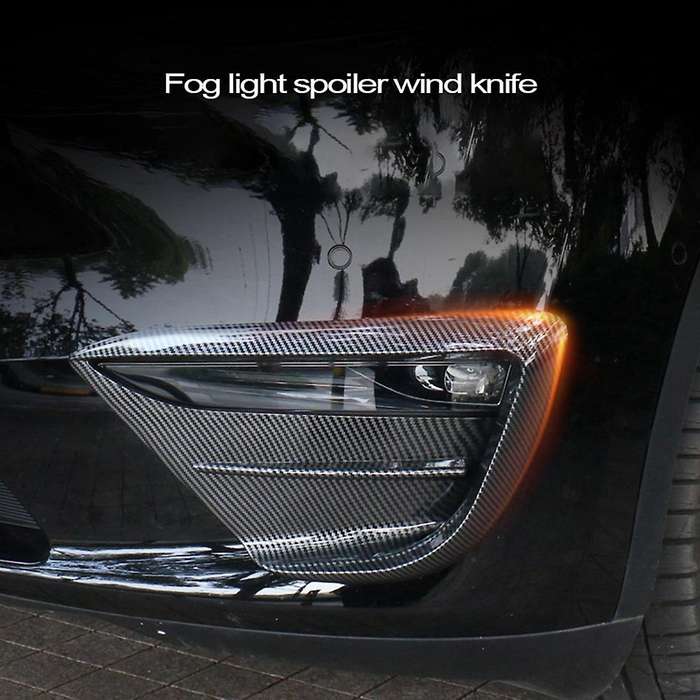 2Pcs Car Front Blade Trim Light Eyebrow Wind Knife Bumper Cover Sticker Fit for Model Y Bright Black