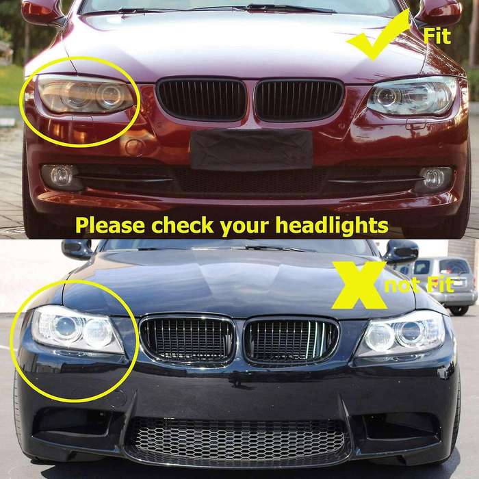 2PCS Car Front Hood Kidney Grille Bumper Matte Black Grill for - E92 E93 3 Series 2-Door 2010-2013 C