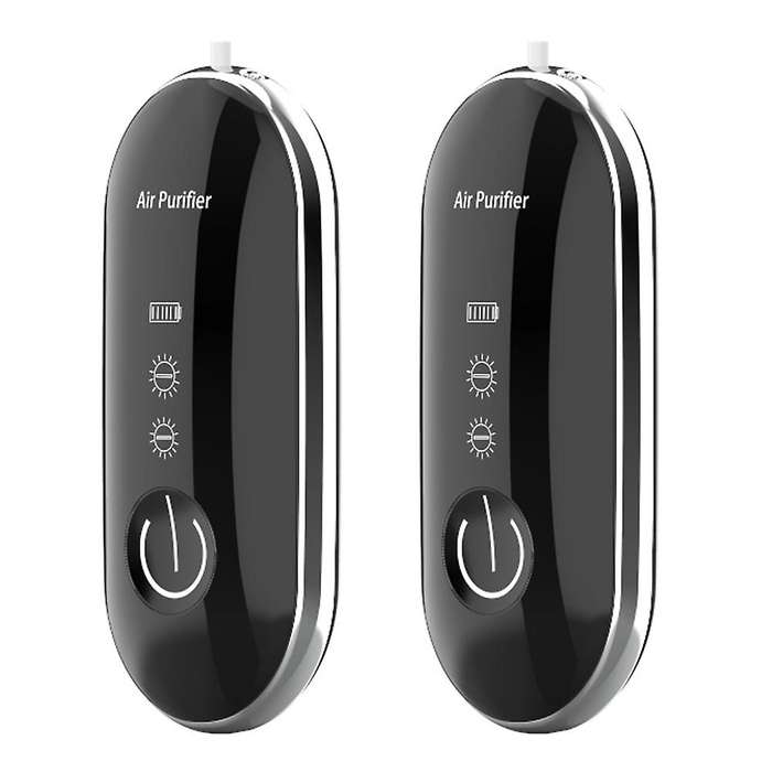 2PCS Car Hanging Neck Air Purifier Stylish Personal Wearable Portable Negative Ion Air Purifier,Blac