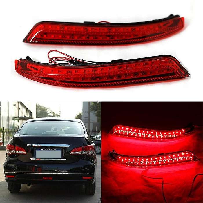 2Pcs Car LED Rear Bumper Reflector Light Brake Stop for Sylphy 2009-2011 Wingroad 2006-2014 Almera 2