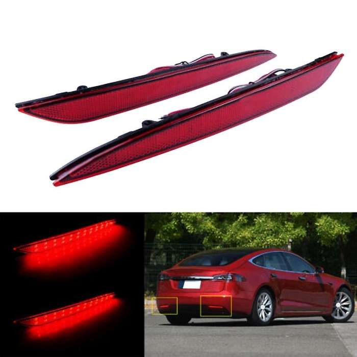 2Pcs Car LED Rear Bumper Light Reflector Brake Lamp for Model S 2012+