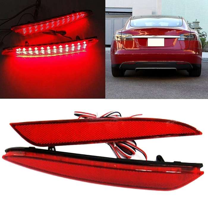 2Pcs Car LED Rear Bumper Light Reflector Brake Lamp for Model S 2012+