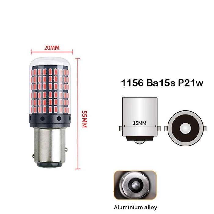 2Pcs Car P21W Ba15S 1156 LED Canbus Light 3014 144SMD Error Free Bulb Auto Turn Signal Brake Bulb Re