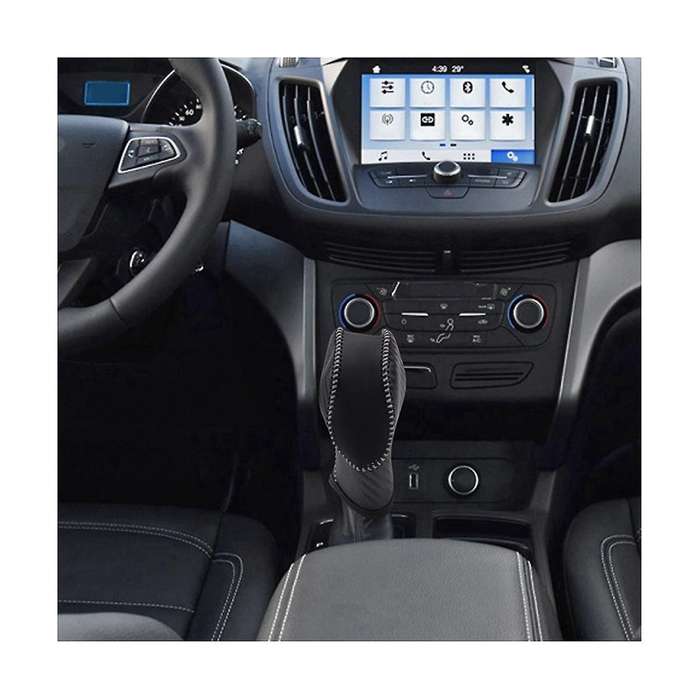 2pcs Car Pu Carbon Look White Gear Shift Knob Cover for Ecosport Escape / /c-max Energi Wagon /fies
