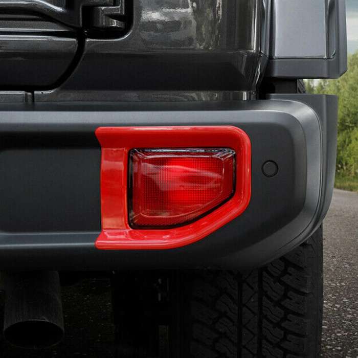 2Pcs Car Red Rear Fog Light Lamp Frame Trim Fit for Wrangler JL 2018-2020