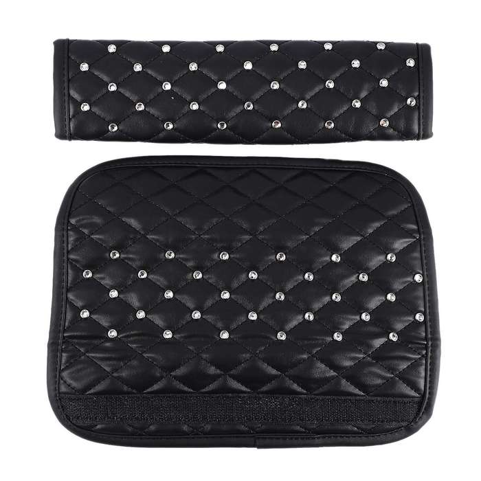 2Pcs Car Shoulder Pads Cover Black Crystal Sparkled Diamond Cover Universal Car SUV Truck