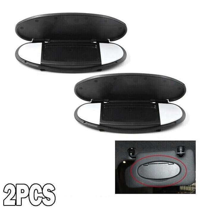 2Pcs Car Sun Visor Vanity Mirror Cover Black for R55 R56 R60 2007-2015 51167361833 51167361834