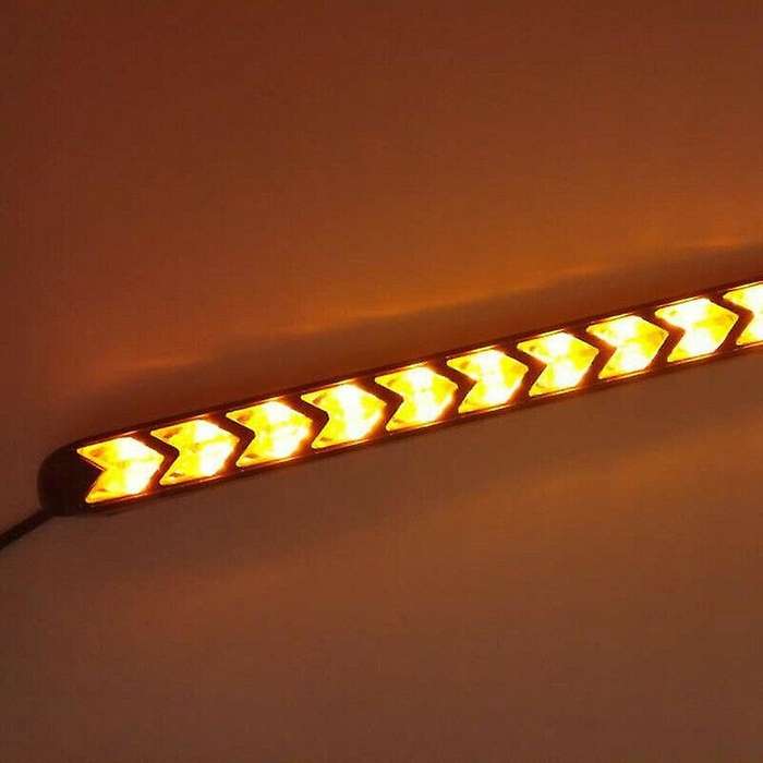 2Pcs Car Universal DRL Daytime Running Light Car Two-Color Led Dynamic Turn Signal Light White Amber