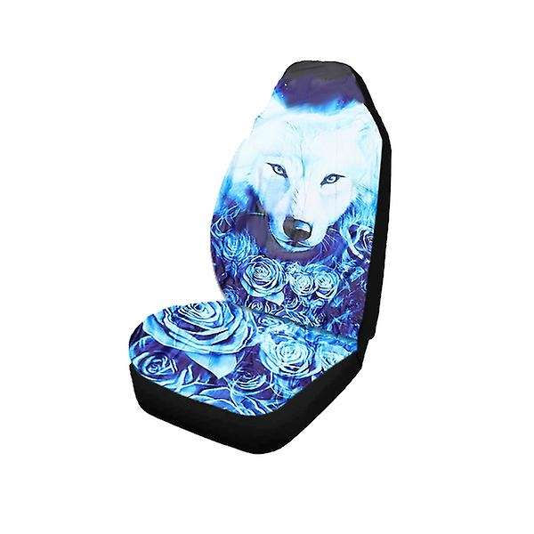 2Pcs Car Universal Rose Wolf Printed Car Seat Cover Seat Cushion Protector Cover for Car SUV