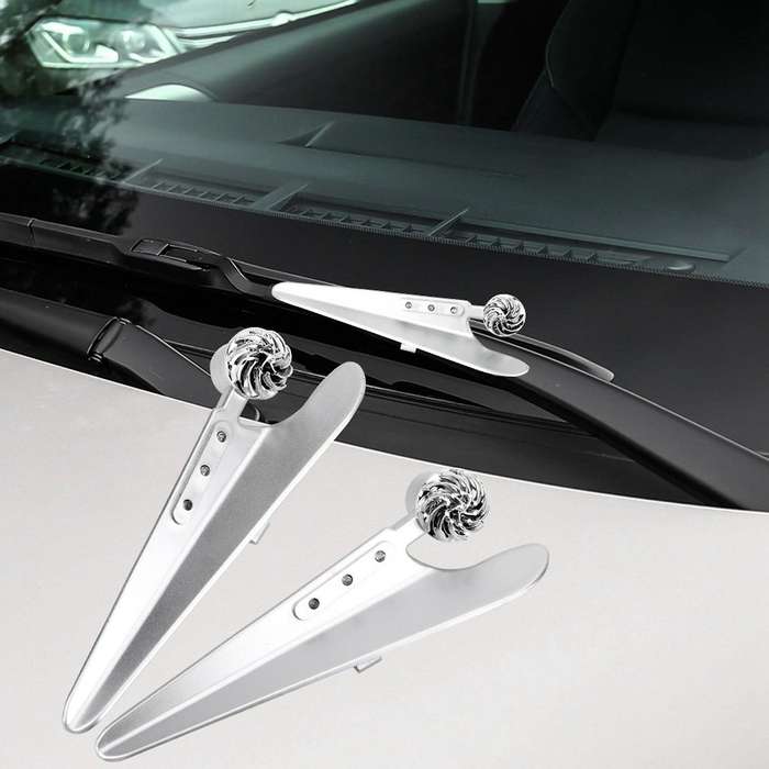 2PCS Car Wiper Pressurizer Windshield Wiper Decorative Lights LED Universal ABS Black