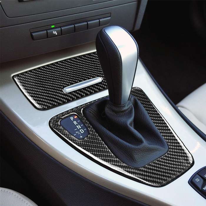 2Pcs Carbon Central Gear Shift Panel Control Panel Decal Interior Modification for 3 Series E90 E92