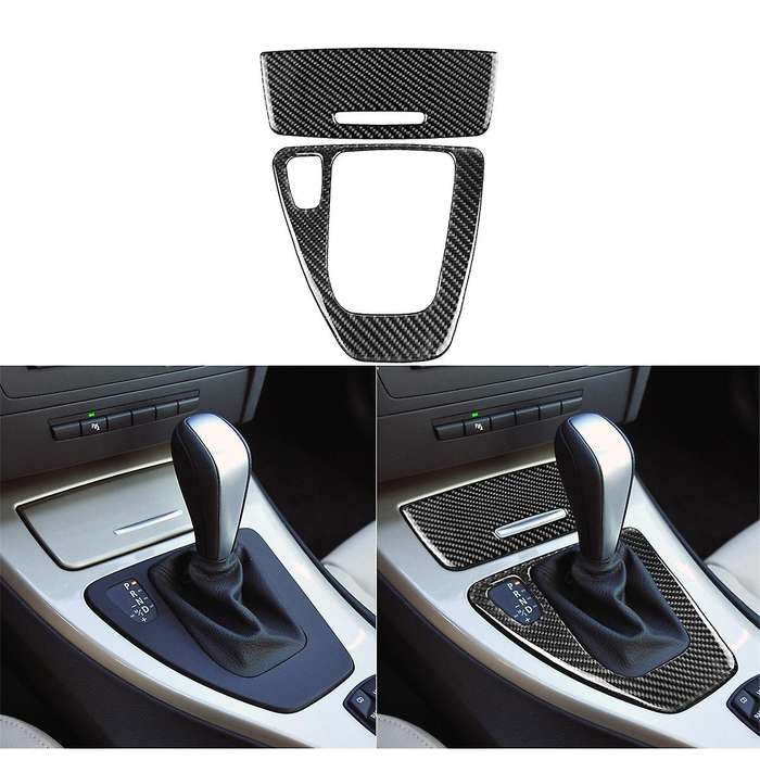 2Pcs Carbon Central Gear Shift Panel Control Panel Decal Interior Modification for 3 Series E90 E92