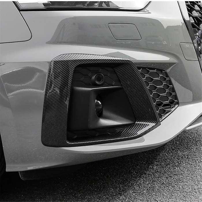 2pcs Carbon Fiber Car Front Bumper Fog Light Lamp Black Trim Cover Frame Lid Cap Hood for A5 S5 2020