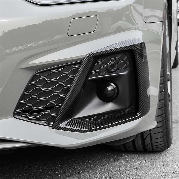 2pcs Carbon Fiber Car Front Bumper Fog Light Lamp Black Trim Cover Frame Lid Cap Hood for A5 S5 2020