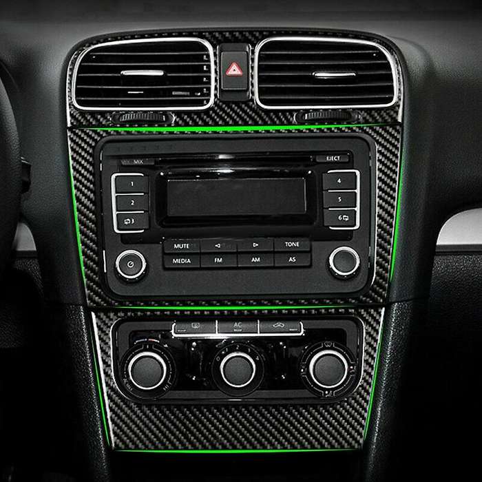 2Pcs Carbon Fiber Center Vent Radio A/C Console Panel Cover for Golf 6 MK6 2008-2012 Decoration Acce
