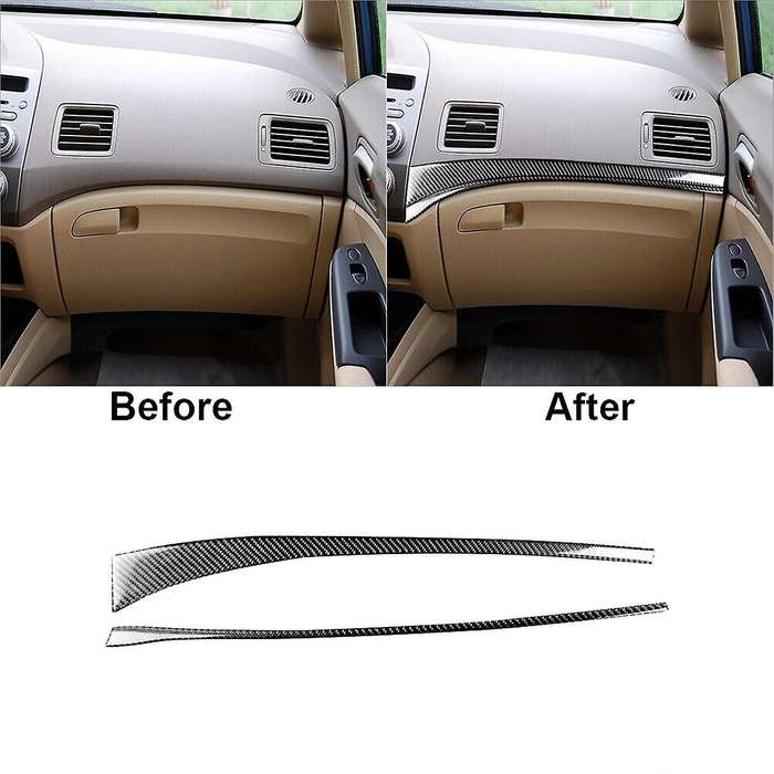 2pcs Carbon Fiber Passenger Dashboard Cover Trim for 8th 2006-2011