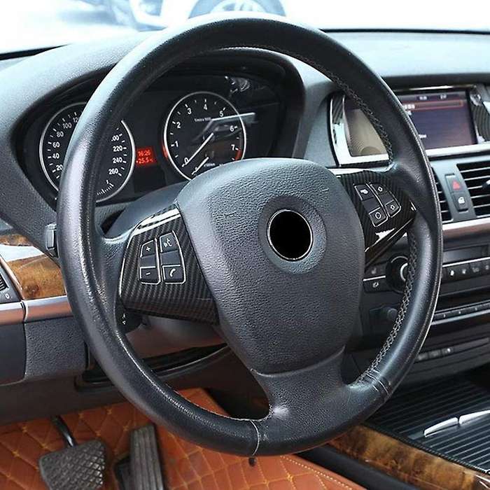 2Pcs Carbon Fiber Steering Wheel Cover Trim for X5 E70 2008-2013
