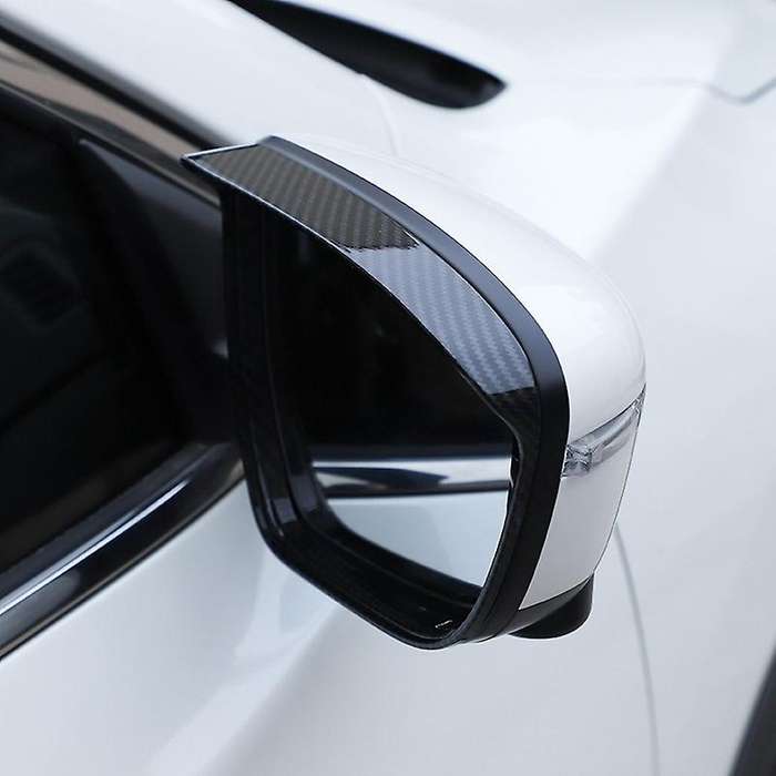 2Pcs Carbon Fibre Styling Accessories Rearview Mirror Rain Eyebrow Frame Cover Trim for Juke 2015-20