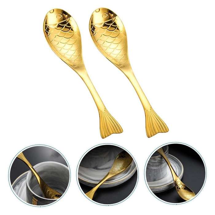 2pcs Cartoon Fish Spoon Cutlery Mini Stirring Spoons Coffee Stirring Spoon Mini Coffee Spoons Kitche