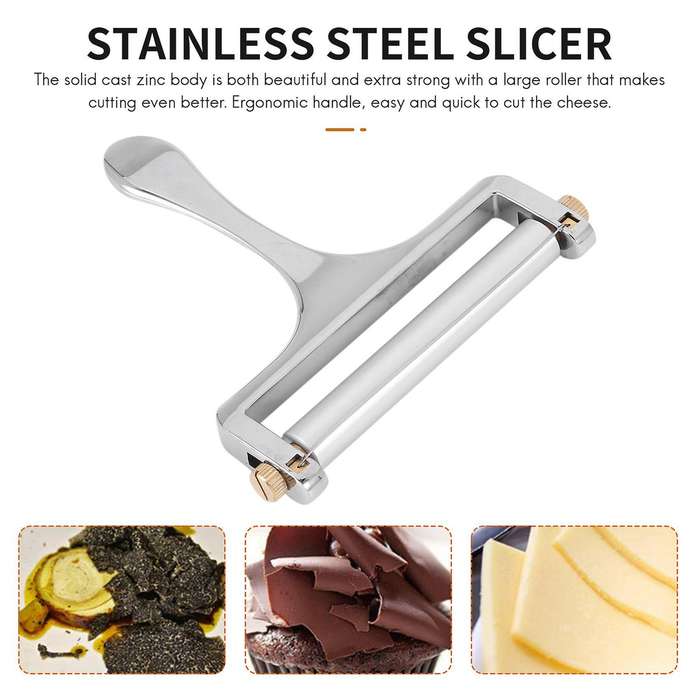 2pcs Cheese Slicer Adjustable Thickness Stainless Steel Cheese Slicer Grater Butter and Cheese Grat