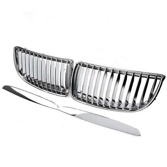 2Pcs Chrome Front Bumper Kidney Grill Grille for E90 E91 320I-335I 4DR Sedan Wagon 2005-2008