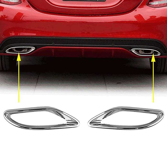 2Pcs Chrome Tail Throat Cover for E220 E350 E300 W238 2017-2018 Car Exhaust Muffler Cover Trim