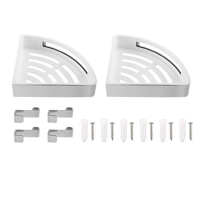 2Pcs Corner Bathroom Shelves without Drilling, 304 Stainless Steel Corner Shower Shelf, Glued or Scr