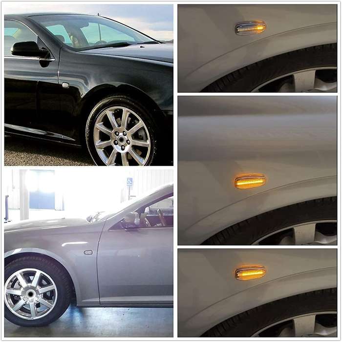2Pcs Dynamic Sequential Blink LED Side Marker Lights for 2005-2011 Front Turn Signal Lamp