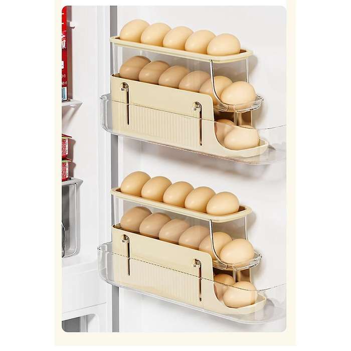 2PCS Egg Storage Trays for Refrigerator Egg Dispenser for Refrigerator 3 Tiers Space-Saving Egg Disp