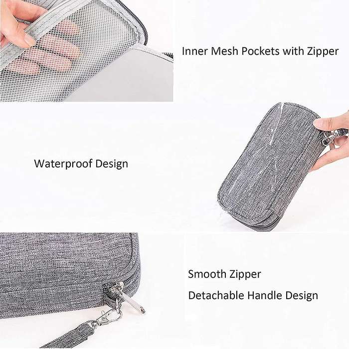 2PCS Electronic Organizer,Small Travel Bag for Cable,Charger,Hard Drive,Earphone,USB,SD Card,Black+G