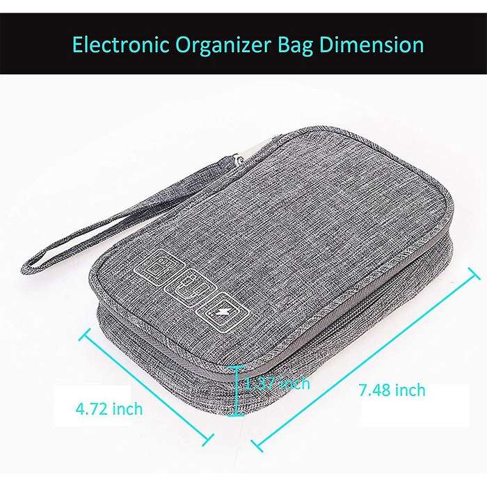 2PCS Electronic Organizer,Small Travel Bag for Cable,Charger,Hard Drive,Earphone,USB,SD Card,Black+G