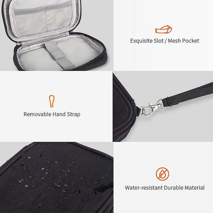 2PCS Electronic Organizer,Small Travel Bag for Cable,Charger,Hard Drive,Earphone,USB,SD Card,Black
